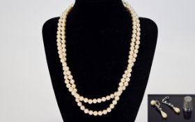 Boxed Vintage Synthetic Pearls And A Silver Thimble Double strand statement necklace with diamante