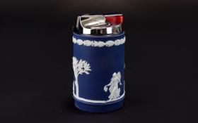 Wedgwood Portland Blue Jasper Lighter - In Original Box and With Certificate. 3.5 Inches High.