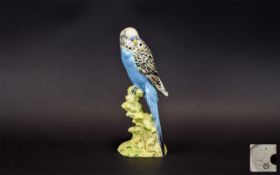 Beswick Bird Figure ' Budgerigars ' 2nd Version. No Flowers on Base. Model No 1216B, Designer A.