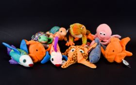 Ty Beanie Babies Interest - Quality Collection of ( 10 ) Ty Beanie Bears - Marine / Sea Life,