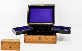 A Late 19th Century Fitted Wooden Box Work/writing box with aged patina,