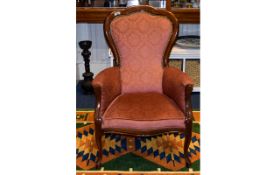 Mahogany Spoon Back Arm Chair - Upholstered.