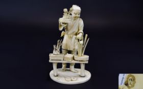 Japanese 19th / 20th Century Well Carved Signed Figure Group.