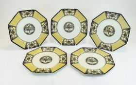 Wedgwood Nanette Side Plates Octagonal plates, 5 in total in pretty Art Deco design.