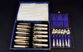 Boxed EPNS Coffee Spoons A small collection of plated cutlery to include coffee spoons in original