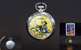 Ingersoll Jeff Arnold Cowboy Automation Chrome Cased Mechanical Pocket Watch. c.1950's / 1960's.