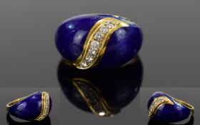 18ct Gold Diamond & Enamel Dress Ring