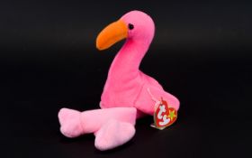 Rare Ty Beanie Baby As New Condition with Tags 1995 Pinky the Flamingo.