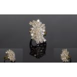 A Large and Impressive 14ct Gold Diamond Cluster Ring, Set With A Cluster Of 32 Round Modern