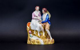 Staffordshire Pearl Ware Early 19th Century Figure Group ' Paul and Virginia ' Lovers. c.1820.