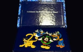 Disney Interest. 1 Set of Disney Badge Pins. Includes Donald Duck, Mickey Mouse, Pluto & Goofy.