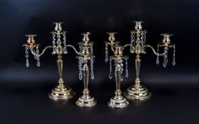 Modern Decorative Candelabra Set Comprising Pair of 3 Branch Candelabra's with Matching Single