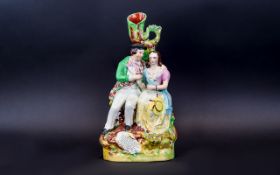 Staffordshire - Scarce Early 19th Century Figure Group with Verse - Burns and Mary. c.1850's.