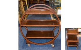 Art Deco Tea Trolley Circular bentwood tea trolley with three rectangular shelves and original