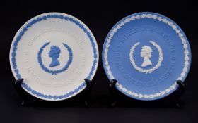 Pale Blue on White Jasper Round Plate to Commemorate the 25th Anniversary of The Coronation of HM
