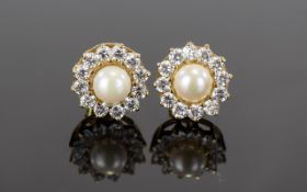 Pair of 9ct Gold Cultured Pearl Earrings