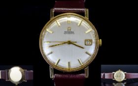 Omega Date Just Gents 9ct Gold Automatic Wristwatch with original Omega leather strap circa 1980's.