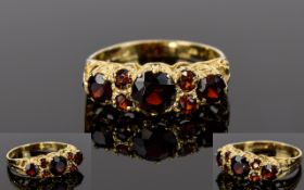 9ct Gold Garnet Cluster Ring, small size.