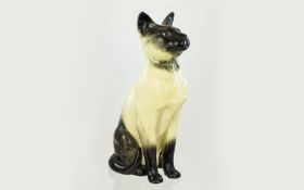A Large Beswick Siamese Cat Fireside Figure. Modelled No 3129. 13.3/4 Inches High.