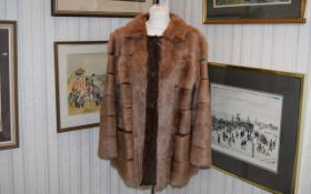 1970's Vintage Suede And Mink Jacket Ladies retro jacket fashioned in heavy brown suede with blonde