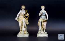 Wallendorf Pair of Figures of the Muses Calliope and Erato,