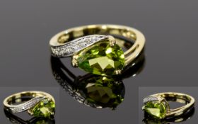 9ct Gold, Diamond and Peridot Dress Ring,