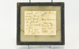 Autograph Interest Notecard With Peter Pan Reference Attributed To J M Barrie Dated February 1909