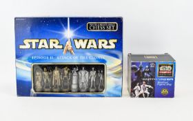Star Wars Episode II Attack of The Clones Pewter and Bronze Effect Chess Set. Together with Star
