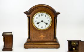Junghans - German Late 19th Century Oak Cased 8 Day Mantel Clock, Strikes on a Gong,
