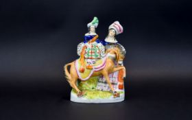 Staffordshire Mid 19th Century Hand Painted Figure Group - Queen Victoria and Daughter Princess