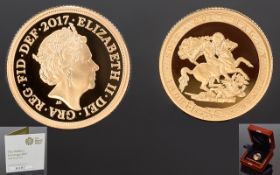 Royal Mint - The Piedfort Sovereign 2017 Gold Proof Coin - Ltd Edition,