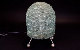 A 1960's/70's Art Glass Lamp Handmade lamp with pewter tone sputnik legs and ball feet.