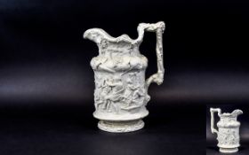 Charles Meigh Large' Bacchanalian Dance' Jug, the typical Meigh, smear glazed stoneware jug,