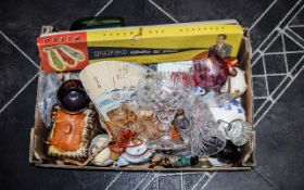 Box of Assorted Glass Ceramics And Collectibles A Varied assortment to include vintage boxed tie