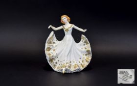 Royal Worcester Golden Ladies Hand Painted Figurine ' Margaret ' Date 1997. 8.5 Inches High.