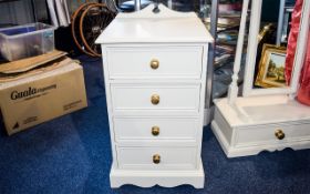 Cream Shabby Bedside Table with 4 Drawers. 3.5 Foot by 2 Foot.