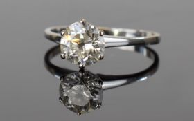 18ct White Gold Single Stone Diamond Set Dress Ring.