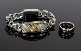 Armani Enamel Bracelet and Matching Ring