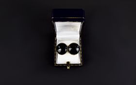 9ct Gold and Large Onyx Earrings