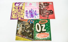 A Collection Of Five Original 1970's OZ Magazines Five issues of Richard Neville's iconic counter