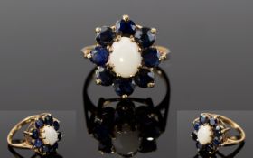 9ct Opal and Sapphire Cluster Ring