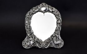 Victorian Period Very Fine Quality and Impressive Hand Made Embossed Silver Heart Shaped Bevelled