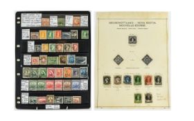 Stamps Canada Plus Provinces Collection 1850 to 1923 mint or used 50 stamps on 2 pages. High cat lot