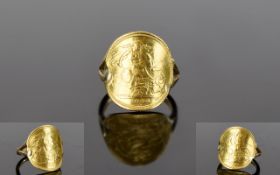 Elizabeth II 22ct Gold Half Sovereign Ring, Date 2000.