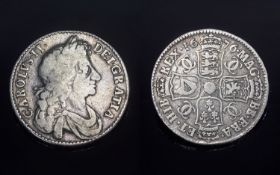Charles II Silver Half Crown. Date 1676, Portrait G V F, Obverse Higher Grade. Eagle Legend Very