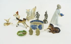 A Collection Of Staffordshire Kitsch Animal Figurines And Other Collectibles To include squirrel,