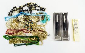 Collection of Costume Jewellery comprising various assorted beads and necklaces. Together with two