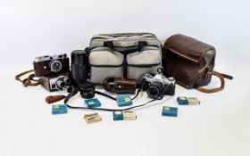 Box Of Cameras And Associated Items To Include Cannon AE-1, Jessop Zoom Slide Duplicator,