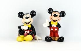 Disney Mickey Mouse Ceramic Figures ( 2 ) In Total. Includes 1 Mickey Mouse Money Box Sitting and