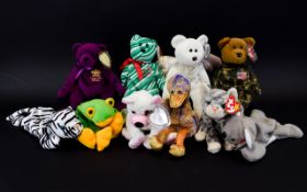 Ty Beanie Babies Interest - Quality Collection of ( 10 ) Ty Beanie Bears,